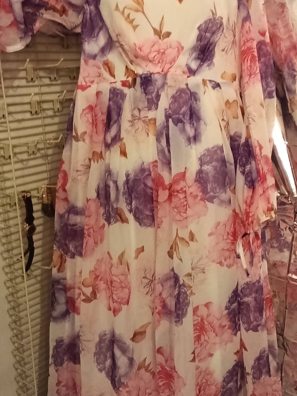 SHEIN Pink & Purple Floral V-Neck Maxi Dress - Picture 6 of 6